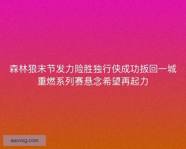 森林狼末节发力险胜独行侠成功扳回一城重燃系列赛悬念希望再起力